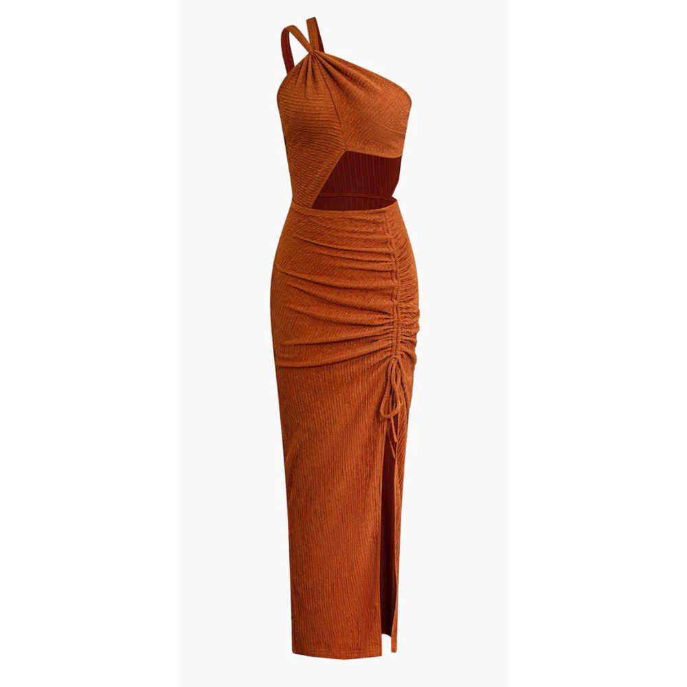 NEW - Terracotta Ruched Cutout Slit Maxi Dress Size XL